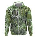 Personalised NAIDOC Week 50 Years Deadly Always Zip Hoodie Green Aboriginal Artwork Dot Painting
