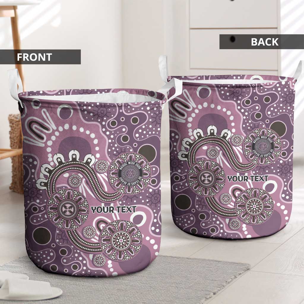 Personalised NAIDOC Week 50 Years Deadly Always Laundry Basket Pink Aboriginal Artwork Dot Painting