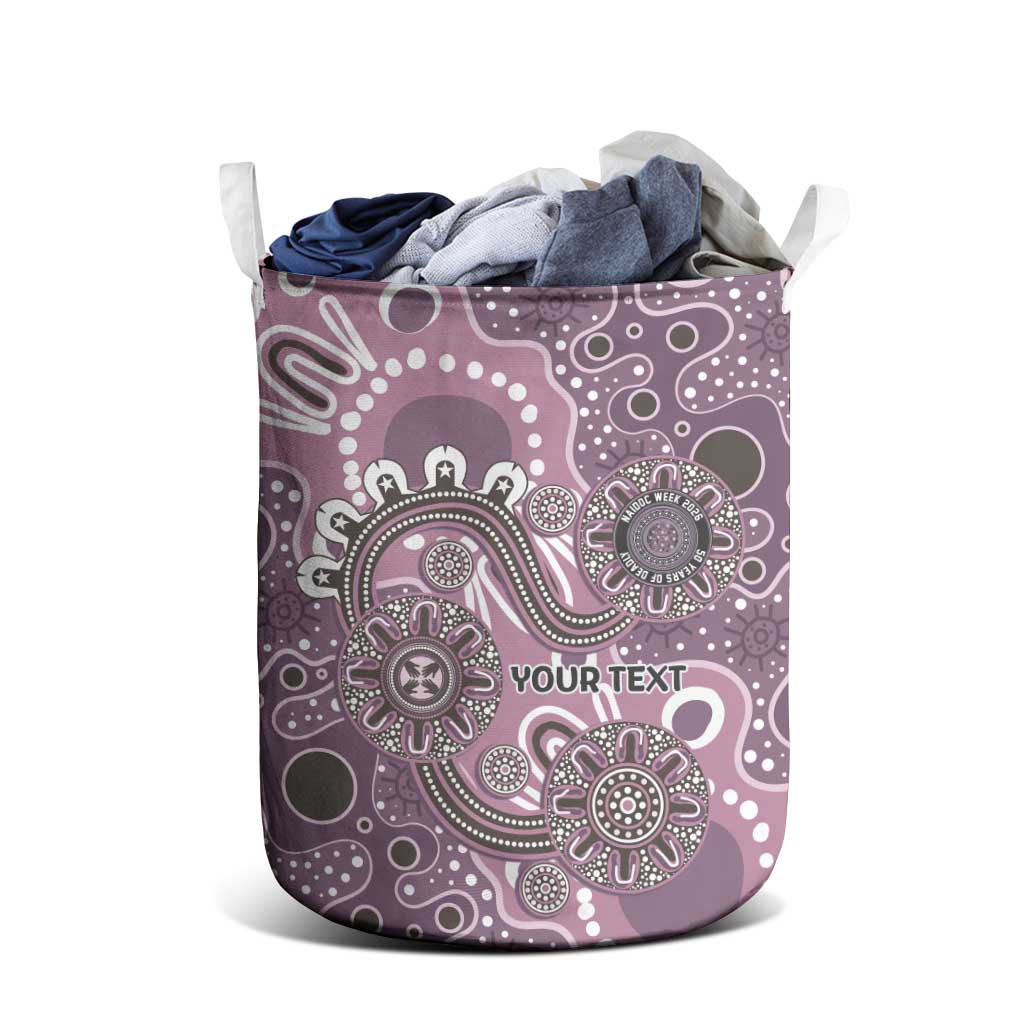 Personalised NAIDOC Week 50 Years Deadly Always Laundry Basket Pink Aboriginal Artwork Dot Painting
