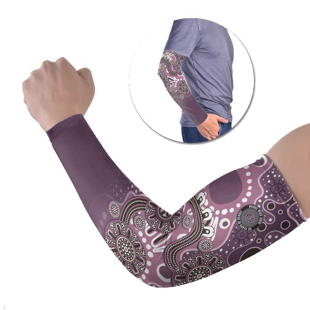 Personalised NAIDOC Week 50 Years Deadly Always Arm Sleeves Pink Aboriginal Artwork Dot Painting