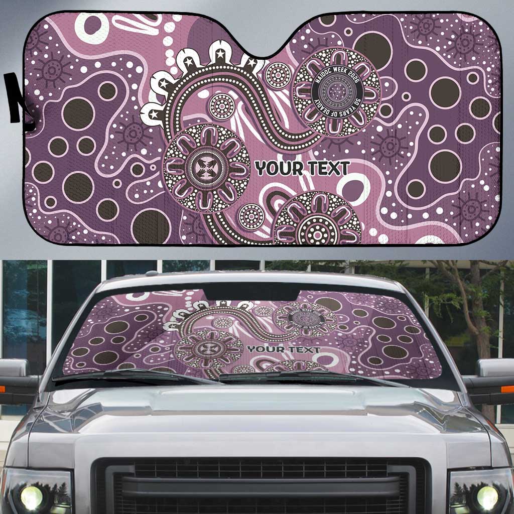 Personalised NAIDOC Week 50 Years Deadly Always Auto Sun Shade Pink Aboriginal Artwork Dot Painting