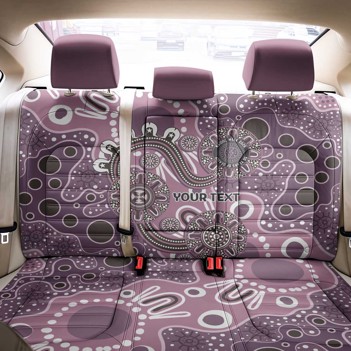 Personalised NAIDOC Week 50 Years Deadly Always Back Car Seat Cover Pink Aboriginal Artwork Dot Painting