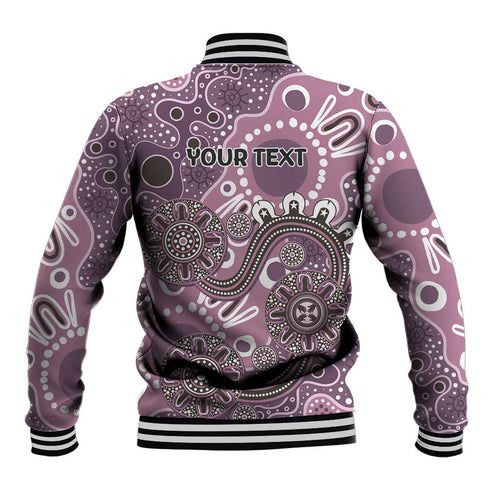 Personalised NAIDOC Week 50 Years Deadly Always Baseball Jacket Pink Aboriginal Artwork Dot Painting