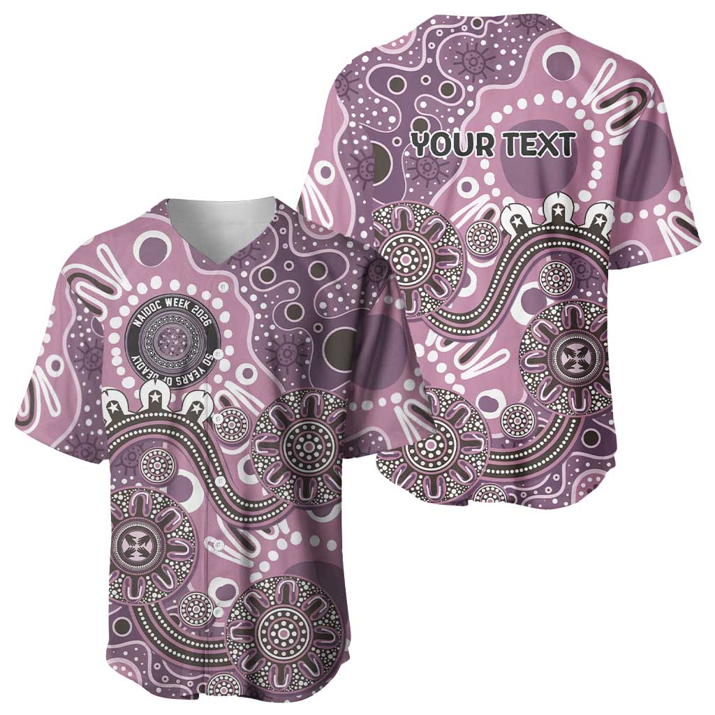 Personalised NAIDOC Week 50 Years Deadly Always Baseball Jersey Pink Aboriginal Artwork Dot Painting