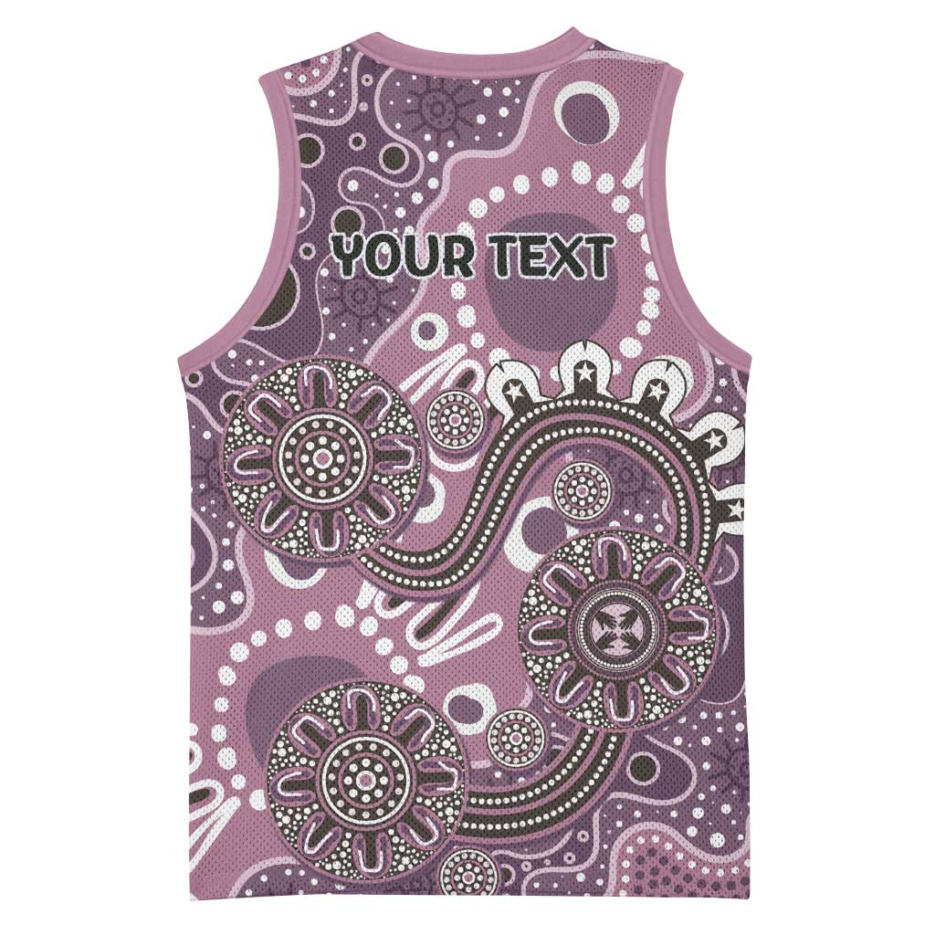 Personalised NAIDOC Week 50 Years Deadly Always Basketball Jersey Pink Aboriginal Artwork Dot Painting
