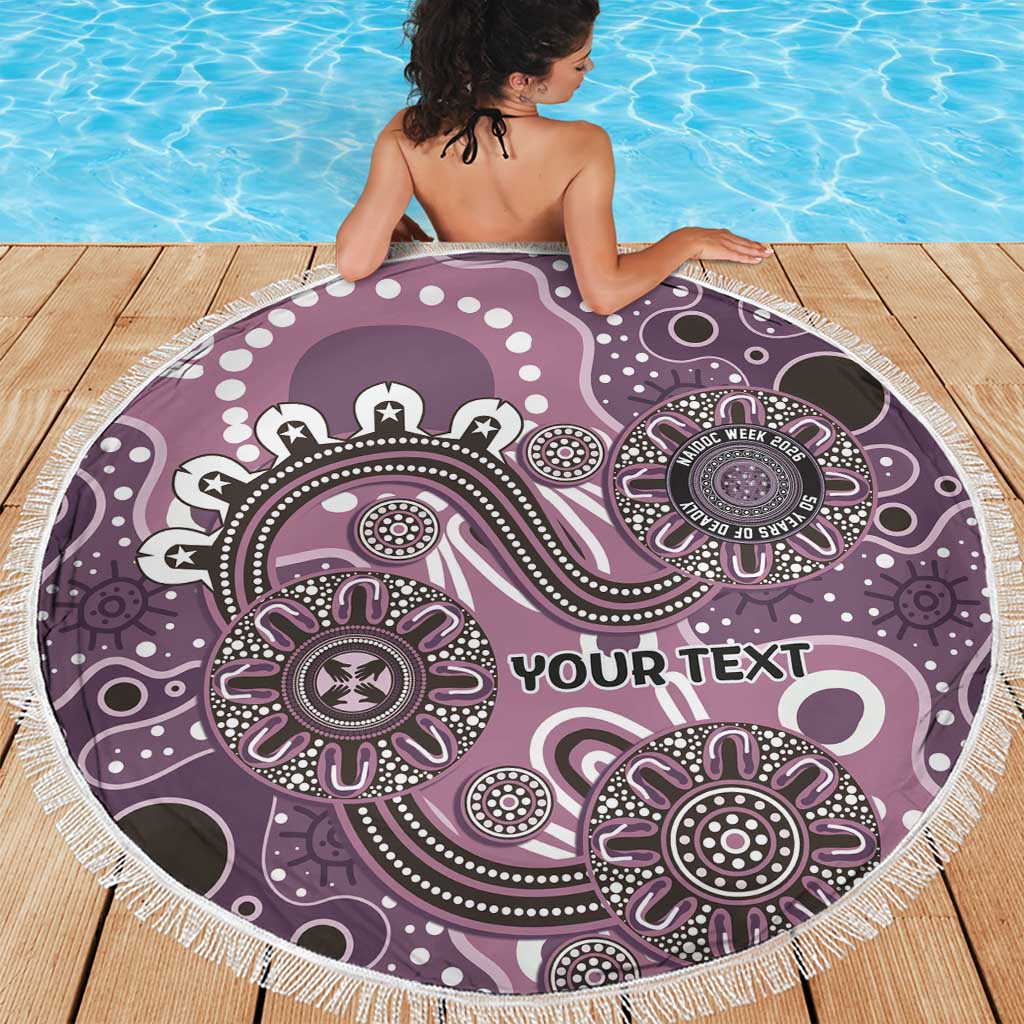 Personalised NAIDOC Week 50 Years Deadly Always Beach Blanket Pink Aboriginal Artwork Dot Painting
