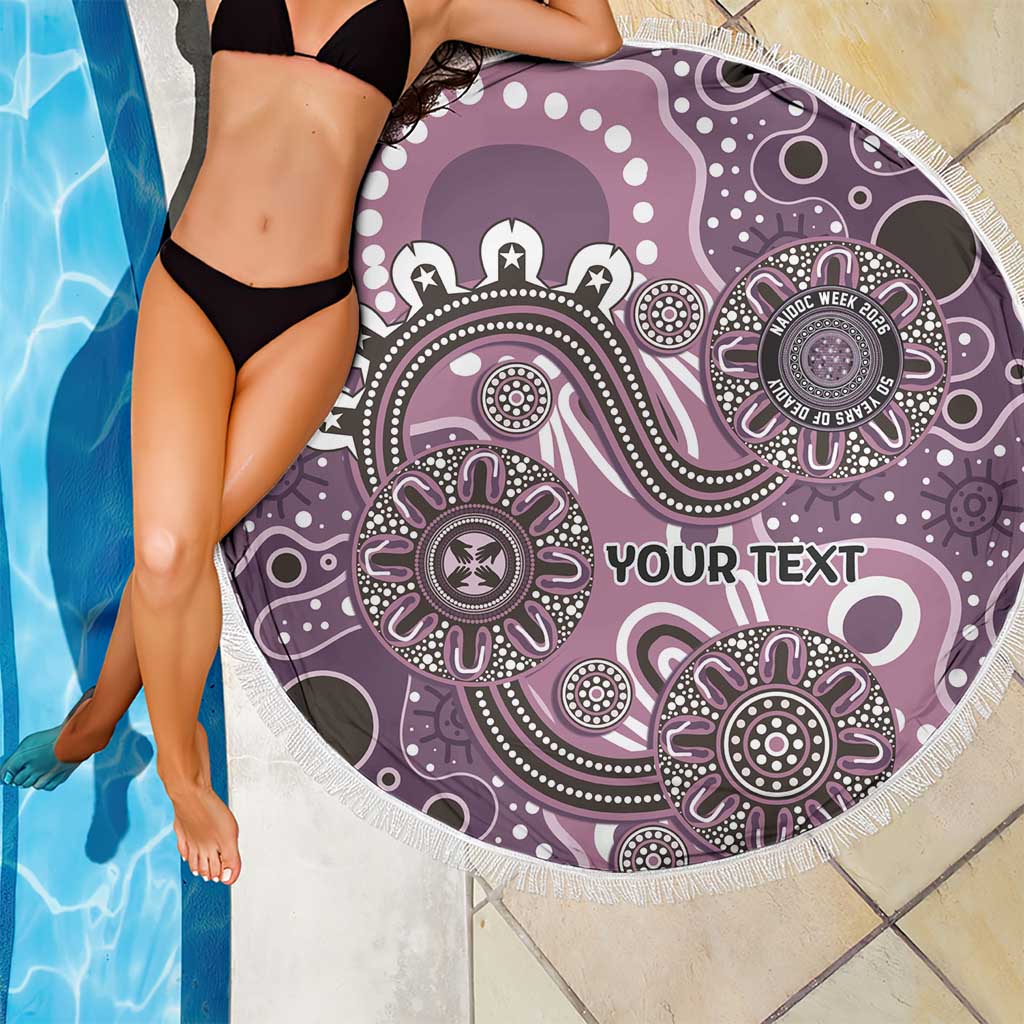 Personalised NAIDOC Week 50 Years Deadly Always Beach Blanket Pink Aboriginal Artwork Dot Painting