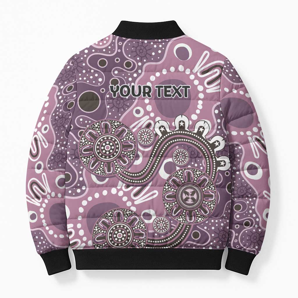 Personalised NAIDOC Week 50 Years Deadly Always Bomber Puffer Jacket Pink Aboriginal Artwork Dot Painting