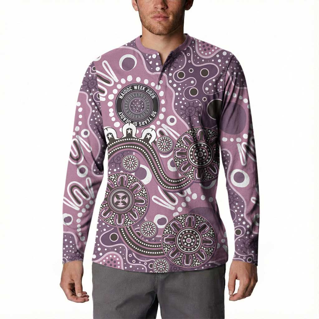 Personalised NAIDOC Week 50 Years Deadly Always Button Sweatshirt Pink Aboriginal Artwork Dot Painting