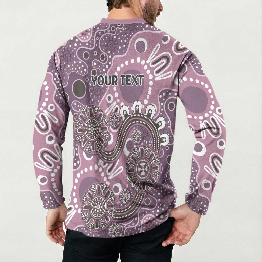 Personalised NAIDOC Week 50 Years Deadly Always Button Sweatshirt Pink Aboriginal Artwork Dot Painting