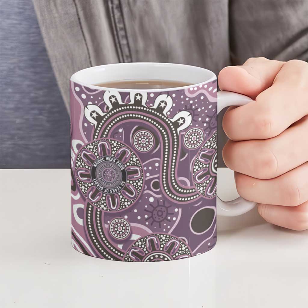 Personalised NAIDOC Week 50 Years Deadly Always Ceramic Mug Pink Aboriginal Artwork Dot Painting