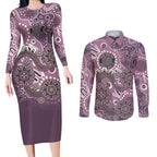 Personalised NAIDOC Week 50 Years Deadly Always Couples Matching Long Sleeve Bodycon Dress and Long Sleeve Button Shirt Pink Aboriginal Artwork Dot Painting