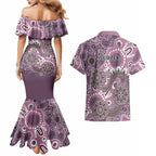 Personalised NAIDOC Week 50 Years Deadly Always Couples Matching Mermaid Dress and Hawaiian Shirt Pink Aboriginal Artwork Dot Painting