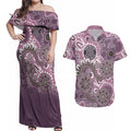 Personalised NAIDOC Week 50 Years Deadly Always Couples Matching Off Shoulder Maxi Dress and Hawaiian Shirt Pink Aboriginal Artwork Dot Painting