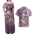 Personalised NAIDOC Week 50 Years Deadly Always Couples Matching Off Shoulder Maxi Dress and Hawaiian Shirt Pink Aboriginal Artwork Dot Painting