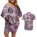 Personalised NAIDOC Week 50 Years Deadly Always Couples Matching Off Shoulder Short Dress and Hawaiian Shirt Pink Aboriginal Artwork Dot Painting