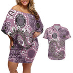 Personalised NAIDOC Week 50 Years Deadly Always Couples Matching Off Shoulder Short Dress and Hawaiian Shirt Pink Aboriginal Artwork Dot Painting