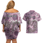 Personalised NAIDOC Week 50 Years Deadly Always Couples Matching Off Shoulder Short Dress and Hawaiian Shirt Pink Aboriginal Artwork Dot Painting