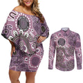 Personalised NAIDOC Week 50 Years Deadly Always Couples Matching Off Shoulder Short Dress and Long Sleeve Button Shirt Pink Aboriginal Artwork Dot Painting