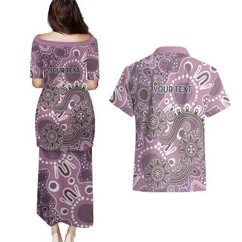 Personalised NAIDOC Week 50 Years Deadly Always Couples Matching Puletasi and Hawaiian Shirt Pink Aboriginal Artwork Dot Painting