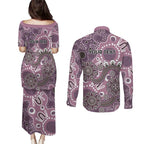 Personalised NAIDOC Week 50 Years Deadly Always Couples Matching Puletasi and Long Sleeve Button Shirt Pink Aboriginal Artwork Dot Painting