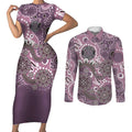 Personalised NAIDOC Week 50 Years Deadly Always Couples Matching Short Sleeve Bodycon Dress and Long Sleeve Button Shirt Pink Aboriginal Artwork Dot Painting