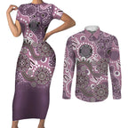 Personalised NAIDOC Week 50 Years Deadly Always Couples Matching Short Sleeve Bodycon Dress and Long Sleeve Button Shirt Pink Aboriginal Artwork Dot Painting