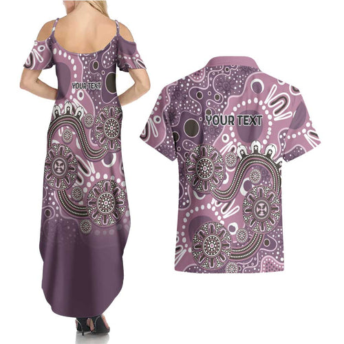 Personalised NAIDOC Week 50 Years Deadly Always Couples Matching Summer Maxi Dress and Hawaiian Shirt Pink Aboriginal Artwork Dot Painting