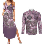 Personalised NAIDOC Week 50 Years Deadly Always Couples Matching Summer Maxi Dress and Long Sleeve Button Shirt Pink Aboriginal Artwork Dot Painting