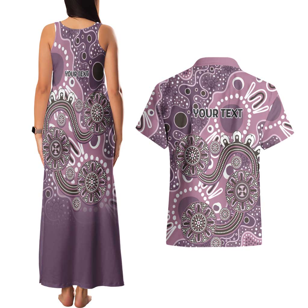 Personalised NAIDOC Week 50 Years Deadly Always Couples Matching Tank Maxi Dress and Hawaiian Shirt Pink Aboriginal Artwork Dot Painting