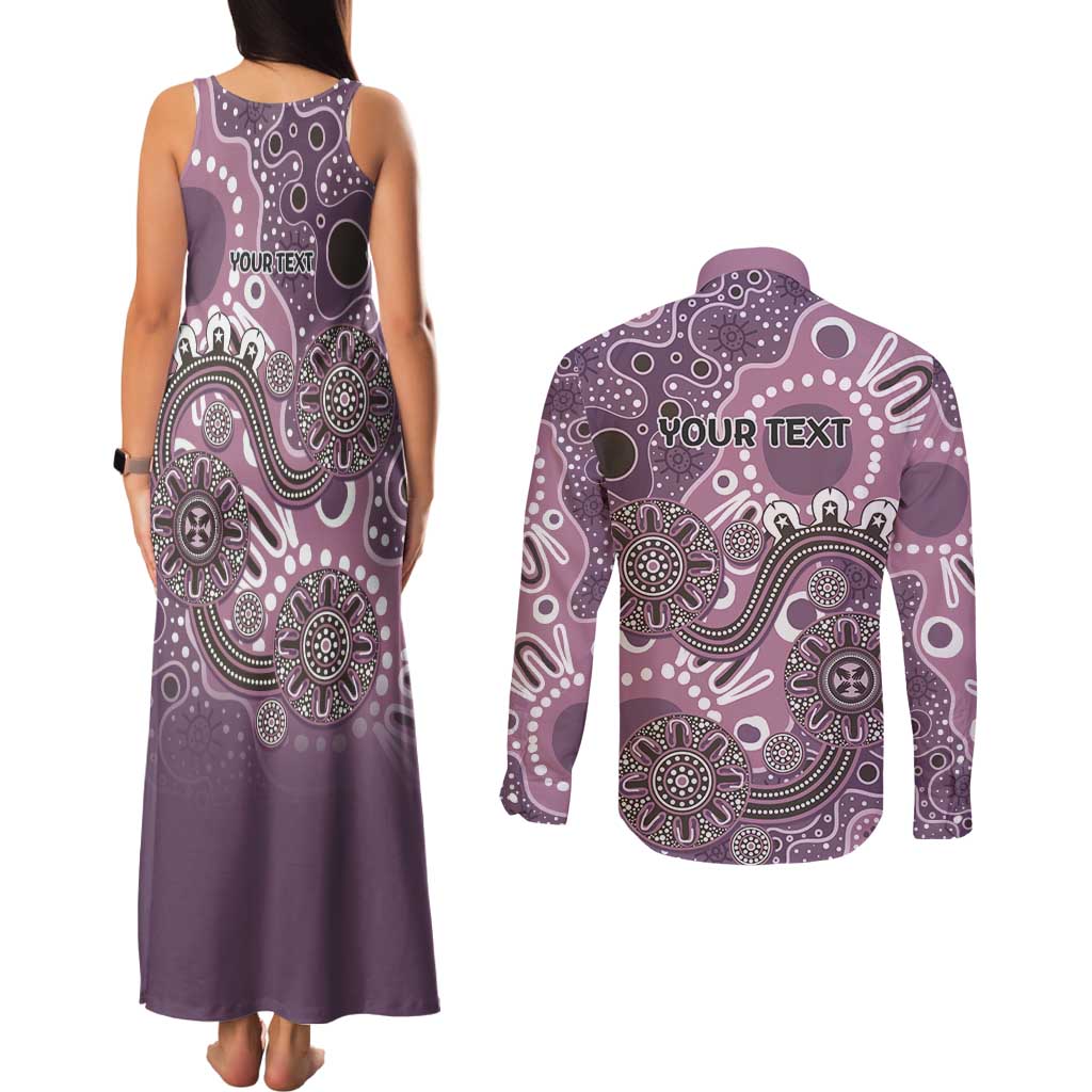 Personalised NAIDOC Week 50 Years Deadly Always Couples Matching Tank Maxi Dress and Long Sleeve Button Shirt Pink Aboriginal Artwork Dot Painting