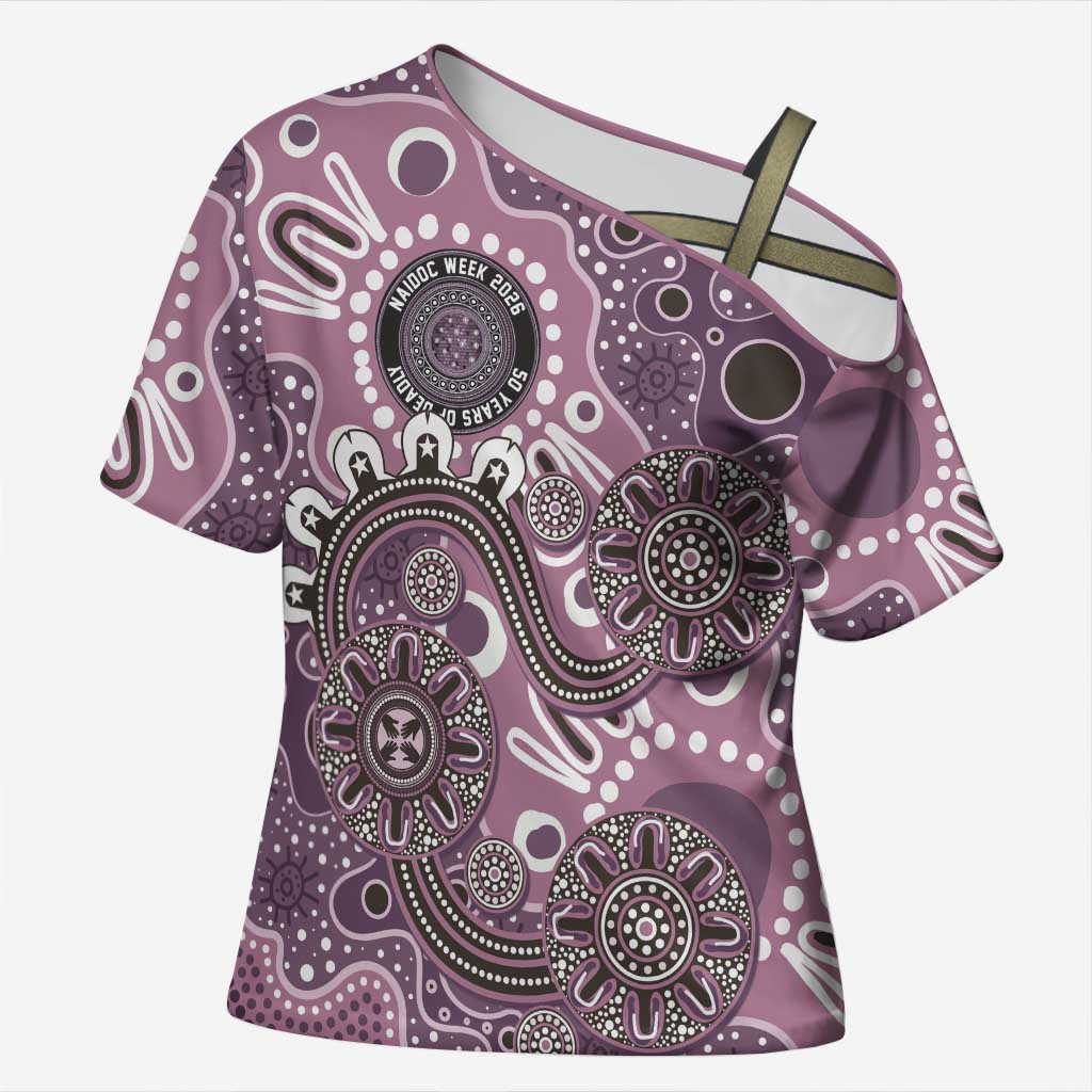 Personalised NAIDOC Week 50 Years Deadly Always Cross Shoulder Shirt Pink Aboriginal Artwork Dot Painting