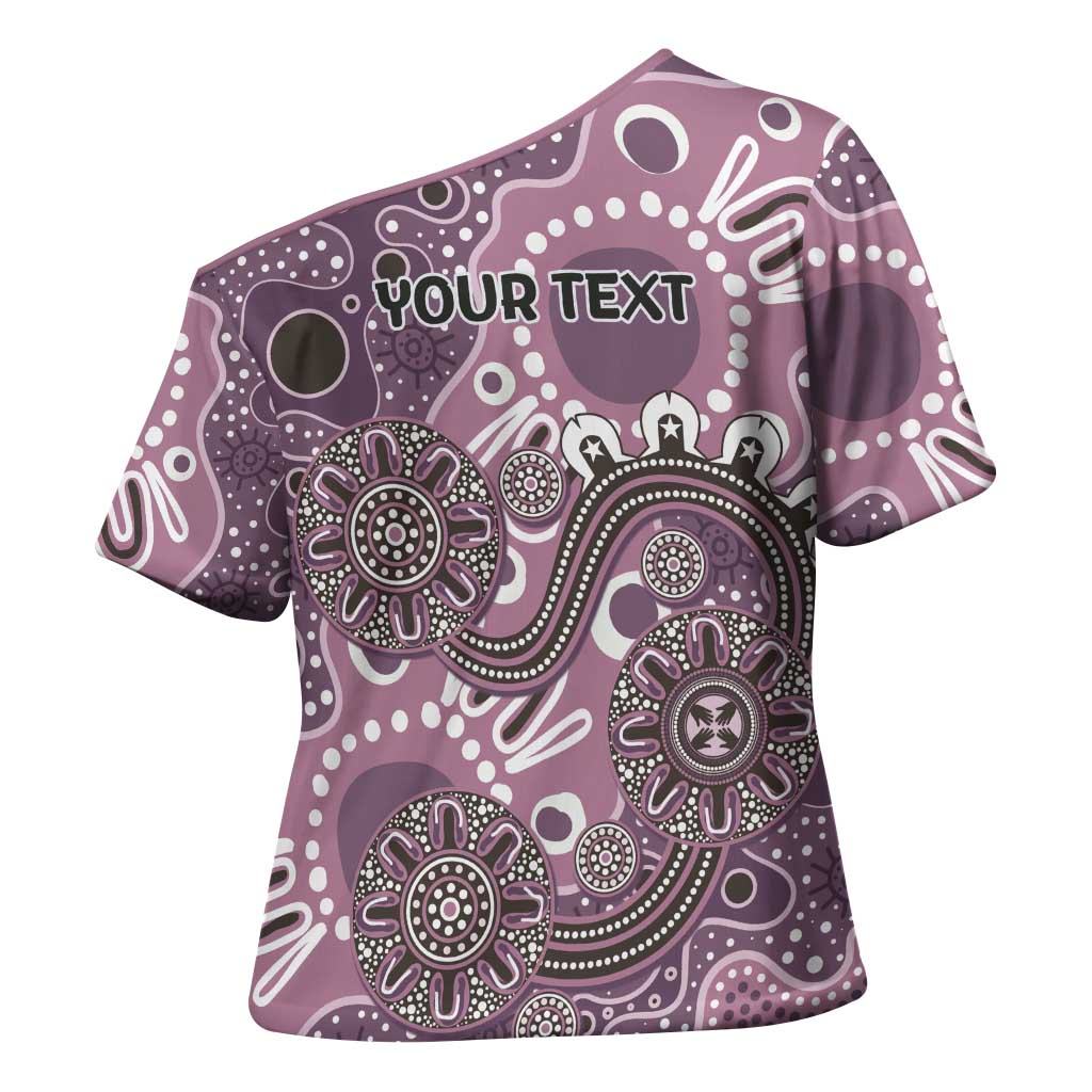 Personalised NAIDOC Week 50 Years Deadly Always Cross Shoulder Shirt Pink Aboriginal Artwork Dot Painting