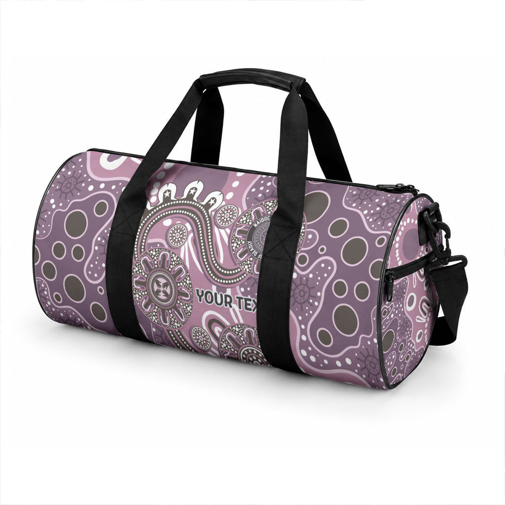 Personalised NAIDOC Week 50 Years Deadly Always Duffle Bag Pink Aboriginal Artwork Dot Painting