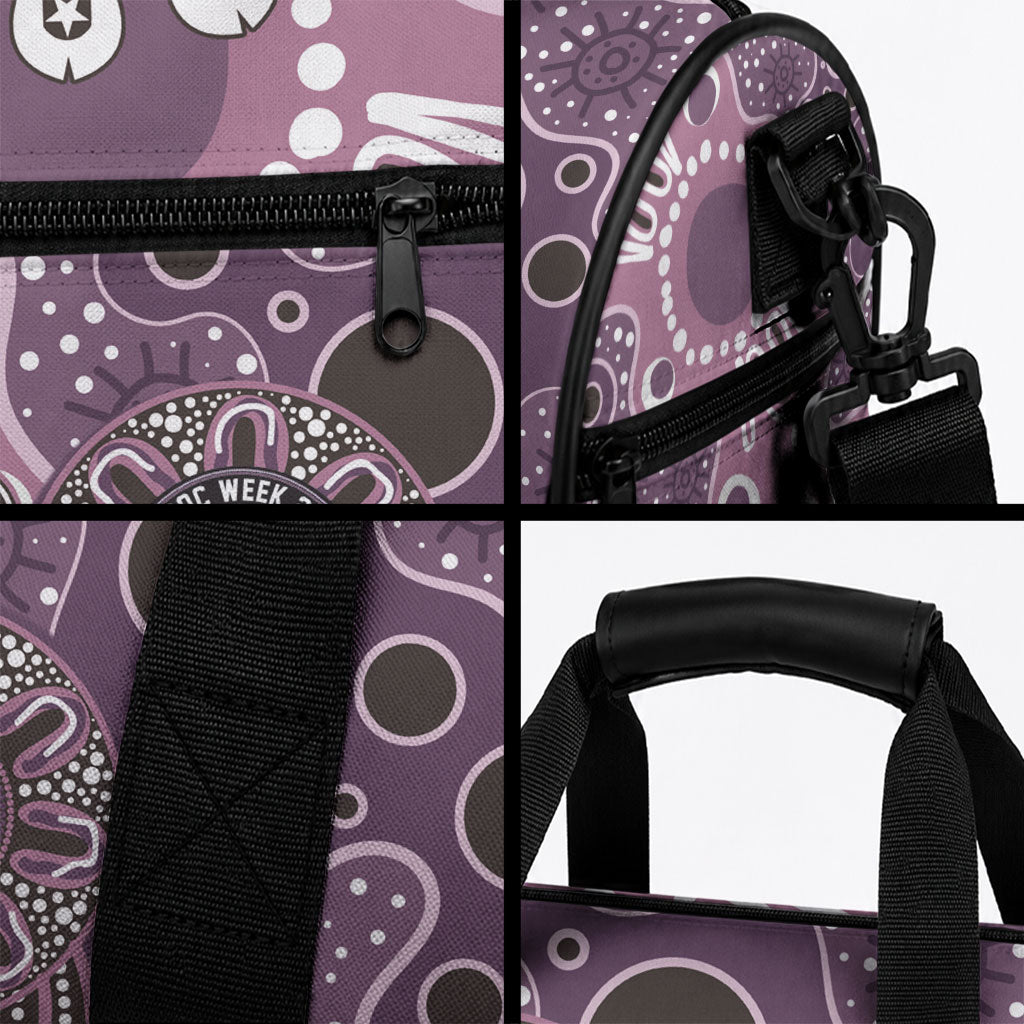Personalised NAIDOC Week 50 Years Deadly Always Duffle Bag Pink Aboriginal Artwork Dot Painting