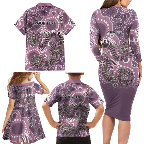 Personalised NAIDOC Week 50 Years Deadly Always Family Matching Long Sleeve Bodycon Dress and Hawaiian Shirt Pink Aboriginal Artwork Dot Painting