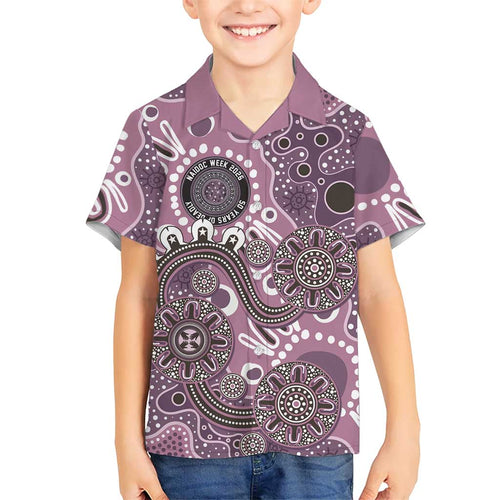 Personalised NAIDOC Week 50 Years Deadly Always Family Matching Long Sleeve Bodycon Dress and Hawaiian Shirt Pink Aboriginal Artwork Dot Painting