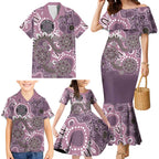 Personalised NAIDOC Week 50 Years Deadly Always Family Matching Mermaid Dress and Hawaiian Shirt Pink Aboriginal Artwork Dot Painting