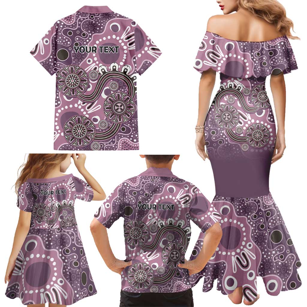 Personalised NAIDOC Week 50 Years Deadly Always Family Matching Mermaid Dress and Hawaiian Shirt Pink Aboriginal Artwork Dot Painting