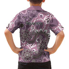 Personalised NAIDOC Week 50 Years Deadly Always Family Matching Off The Shoulder Long Sleeve Dress and Hawaiian Shirt Pink Aboriginal Artwork Dot Painting