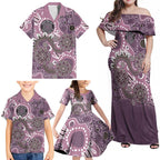 Personalised NAIDOC Week 50 Years Deadly Always Family Matching Off Shoulder Maxi Dress and Hawaiian Shirt Pink Aboriginal Artwork Dot Painting