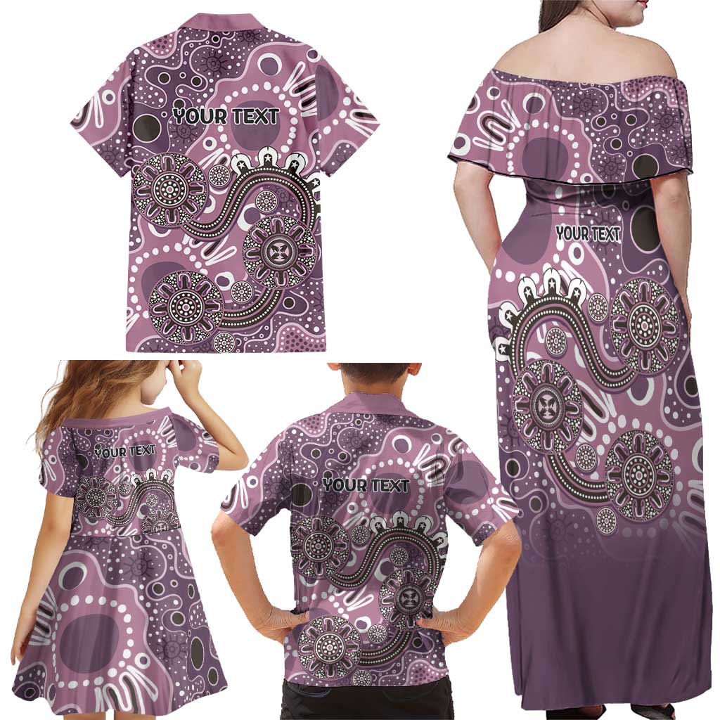 Personalised NAIDOC Week 50 Years Deadly Always Family Matching Off Shoulder Maxi Dress and Hawaiian Shirt Pink Aboriginal Artwork Dot Painting