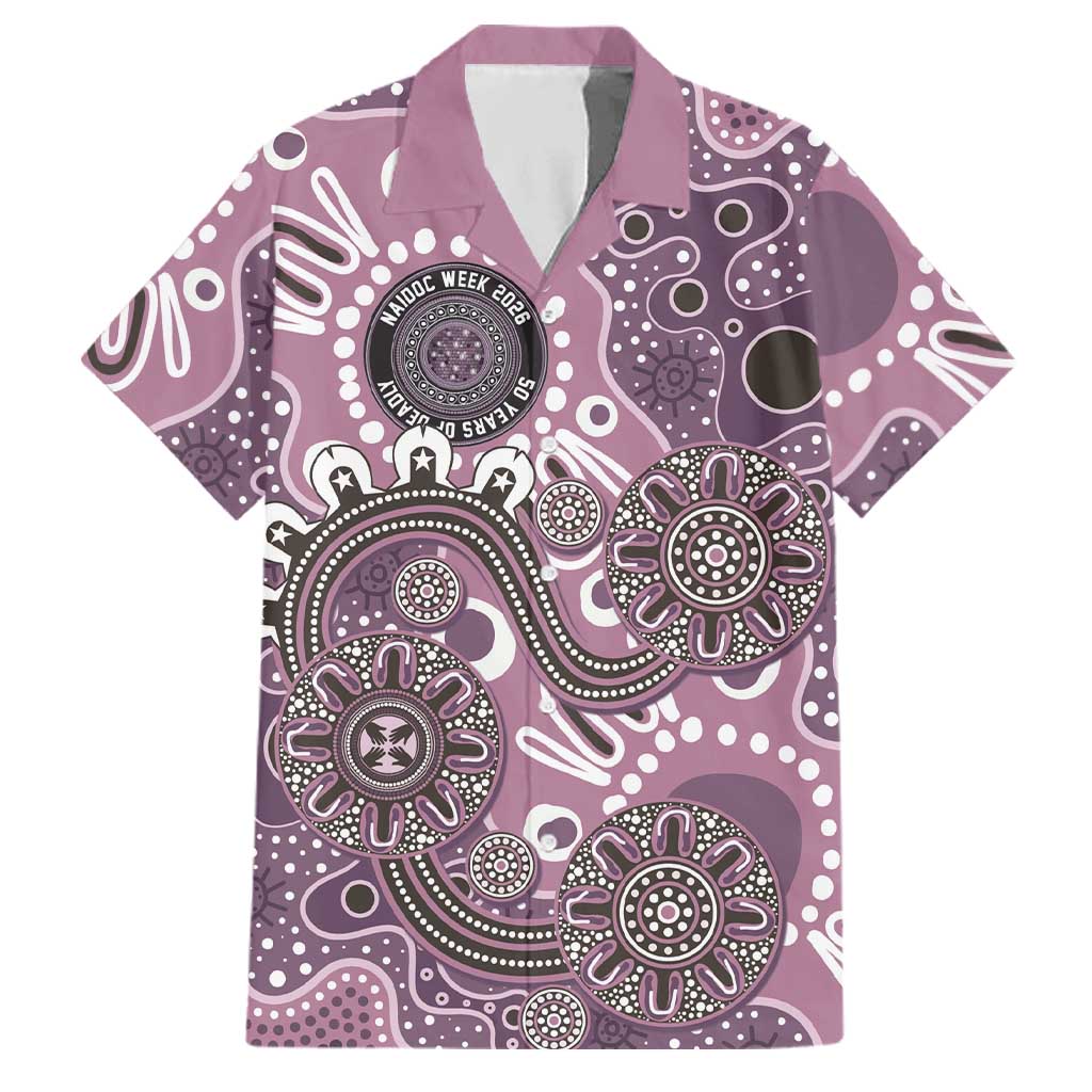 Personalised NAIDOC Week 50 Years Deadly Always Family Matching Off Shoulder Maxi Dress and Hawaiian Shirt Pink Aboriginal Artwork Dot Painting