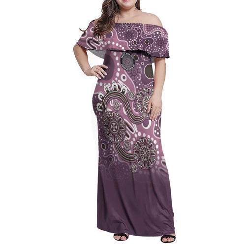 Personalised NAIDOC Week 50 Years Deadly Always Family Matching Off Shoulder Maxi Dress and Hawaiian Shirt Pink Aboriginal Artwork Dot Painting