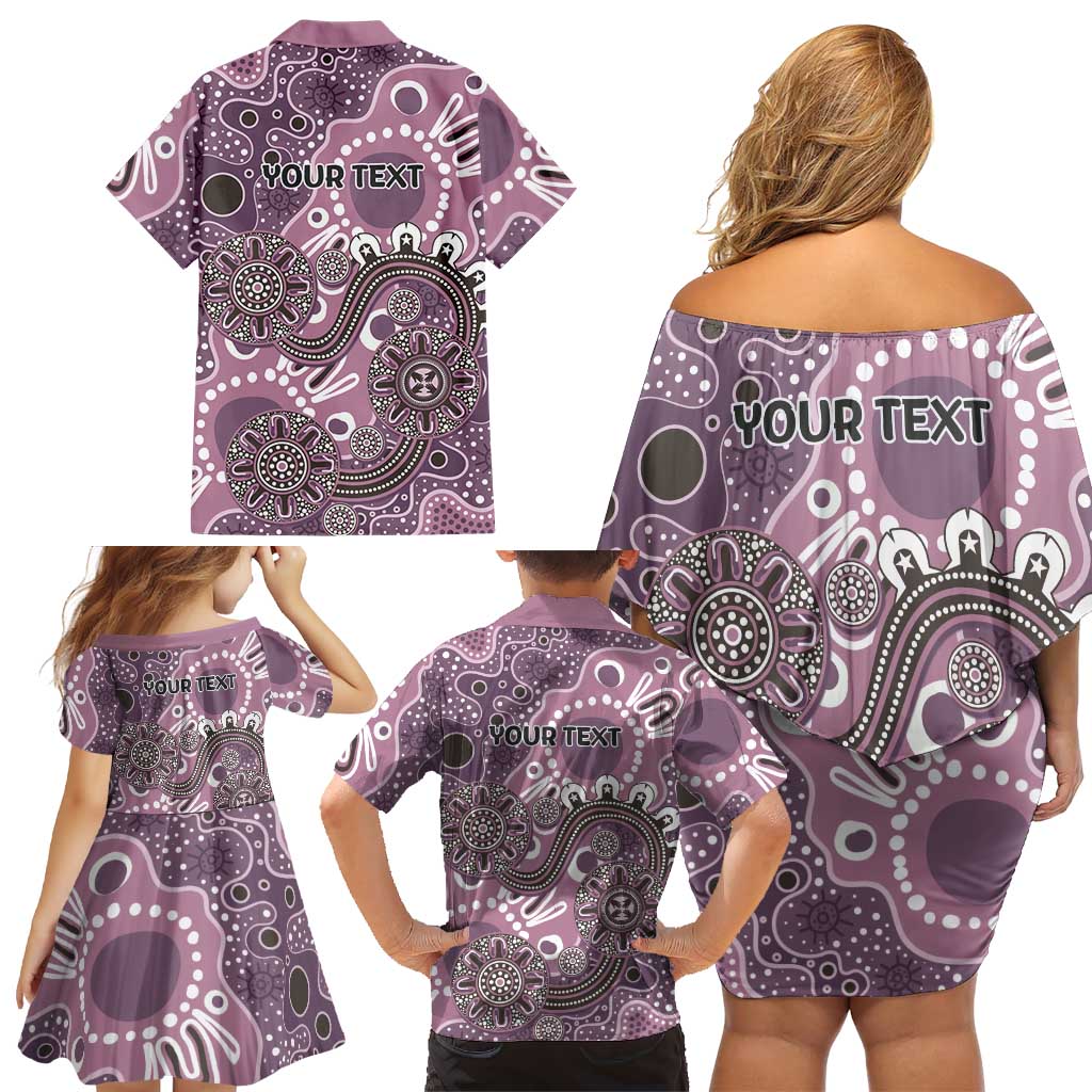 Personalised NAIDOC Week 50 Years Deadly Always Family Matching Off Shoulder Short Dress and Hawaiian Shirt Pink Aboriginal Artwork Dot Painting