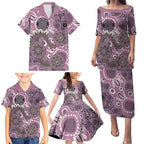 Personalised NAIDOC Week 50 Years Deadly Always Family Matching Puletasi and Hawaiian Shirt Pink Aboriginal Artwork Dot Painting