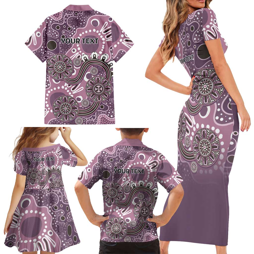 Personalised NAIDOC Week 50 Years Deadly Always Family Matching Short Sleeve Bodycon Dress and Hawaiian Shirt Pink Aboriginal Artwork Dot Painting