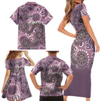 Personalised NAIDOC Week 50 Years Deadly Always Family Matching Short Sleeve Bodycon Dress and Hawaiian Shirt Pink Aboriginal Artwork Dot Painting