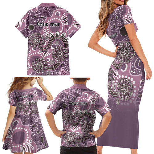 Personalised NAIDOC Week 50 Years Deadly Always Family Matching Short Sleeve Bodycon Dress and Hawaiian Shirt Pink Aboriginal Artwork Dot Painting