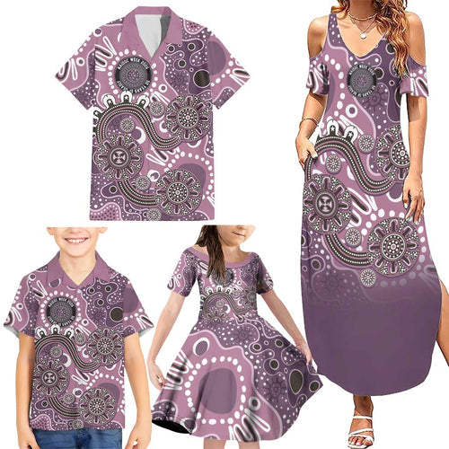 Personalised NAIDOC Week 50 Years Deadly Always Family Matching Summer Maxi Dress and Hawaiian Shirt Pink Aboriginal Artwork Dot Painting